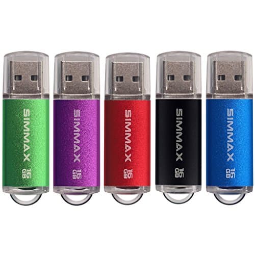 Image of Memory Stick 5 Pack 16GB USB 2.0 Flash Drives Thumb Drive Pen Drive by SIMMAX (16GB Green Purple Red Black Blue)