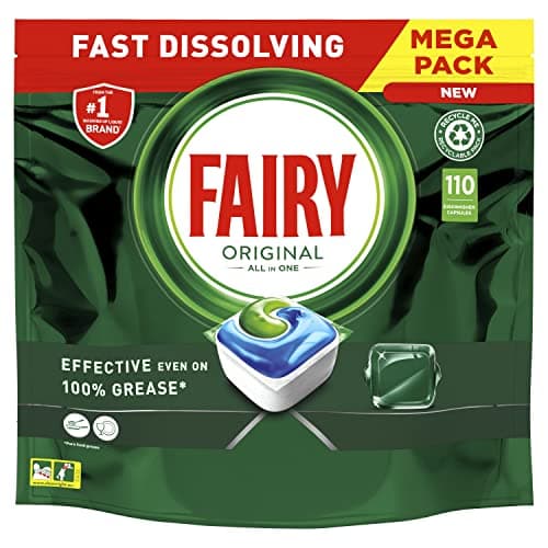 Image of Fairy Original All In One Dishwasher Tablets, Regular, 110 Tablets, Effective Even On Dried-On Grease