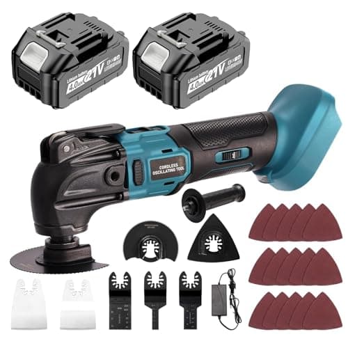 Image of YEARTOP Oscillating Multi Tools for Makita 18V Battery, Cordless Multi Tool with 2 * 4000mAh Battery, Brushless Multitool for Removing Scraping Cutting, 20000OPM 4° Oscillation Angle/6 Variable Speed