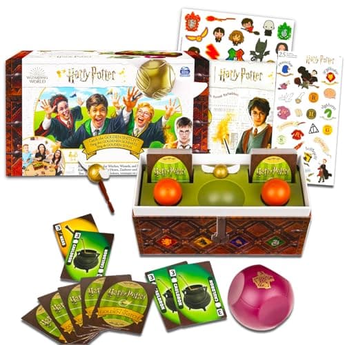 Image of Harry Potter Catch The Golden Snitch Board Game - Bundle with Harry Potter Board Game for Kids with Golden Snitch Plus Stickers, More | Harry Potter Games for Birthday Party
