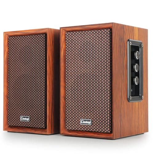 Image of 【2026 Upgraded】 Passive Bookshelf Speakers – 40W Hi-Fi Computer Speakers with Powerful Bass, Bluetooth/USB/RCA/AUX Inputs – 2.0 Wooden PC/TV Speakers for Laptop, Turntable