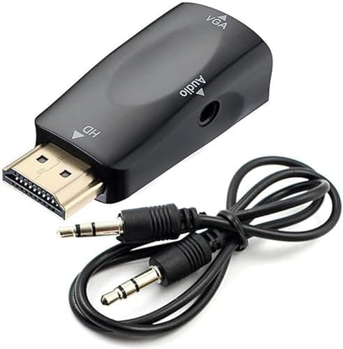 Image of DUOBAGMA HDMI to VGA Converter, Audio Cable 1080P 60Hz HDMI Male VGA Female Adapter with Audio Transmission 3.5mm Jack Audio Socket Gold Plated Connector