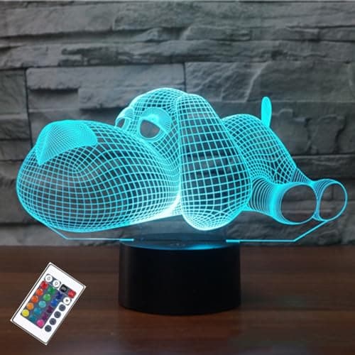 Image of PONLCY 3D Illusion Lamp Dog Led Night Light, 16 Colors Changing USB Desk Lamps with Remote Control, Bedroom Decoration Table Lights for Kids Birthday Gifts