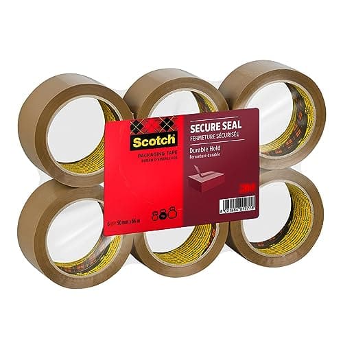 Image of Scotch Secure Seal Packaging Tape Brown 50 mm x 66 m 6 Rolls/Pack - Ideal for Packing Boxes and Parcels