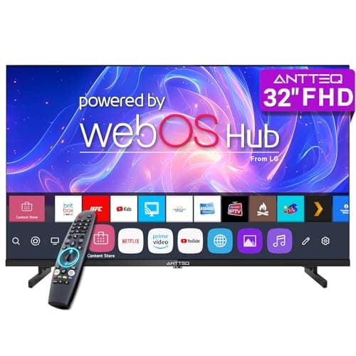 Image of Antteq 32 Inch TV FHD Smart WebOS Television, 1080P MagiQ 32" with Full HD ThinQ AI, Voice Magic Remote Airplay, Apple TV+, Netflix, Freeview, YouTube, WiFi, Black Televisions