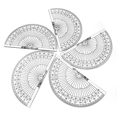 Image of Ashton and Wright - 180 Degree Protractor - 10cm - Lightweight School Protractors (Clear, Pack of 5)