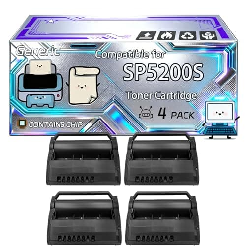 Image of SP5200S Toner Cartridge Compatible for Ricoh SP5200S SP5210SF SP5210SR Printers, With Chip, 12000 Pages, Vibrant Colours (4 Pack Black)