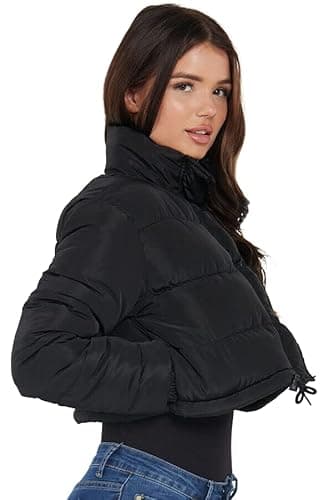 Image of RAIS Womens Ladies Cropped Puffer Padded Quilted Long Sleeve Jacket Short Coat (XL (14), Black)