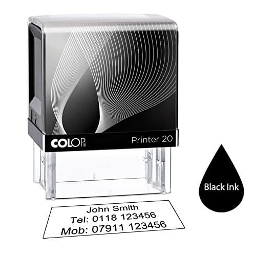 Image of Colop P20 38 x 14mm Personalised Custom Made Self-Inking Business Rubber Stamp with Black Ink and 3 Lines of Text