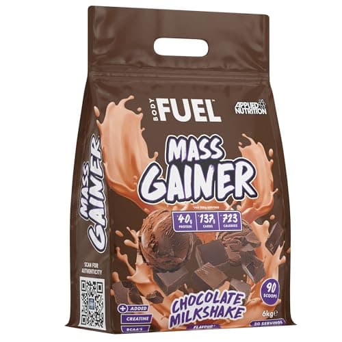 Image of Applied Nutrition BodyFuel Mass Gainer- Weight Gain Protein Powder, High Calorie Weight Gainer, Lean Mass (6kg - 30 Servings) (Strawberry)