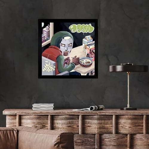 Image of MF Doom, Mm...Food Album cover, poster, wall art. Print or Fully Framed Available. Actual size of original Vinyl Covers. (Framed)