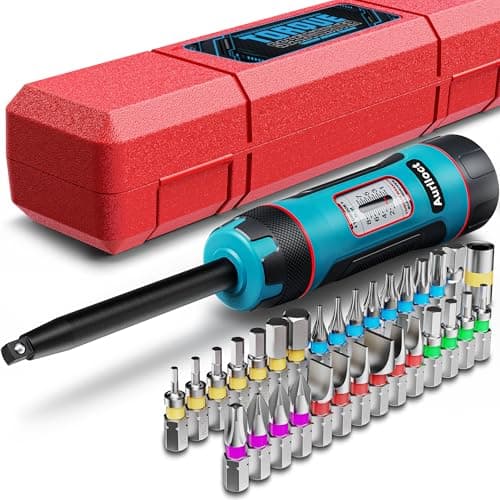 Image of Aurlloct 1/4" Long Torque Screwdriver Wrench Set, 1-8Nm Torque Wrench Bits Set, with S2 Steel Bits, for Household Repairs, Bicycle Maintenance