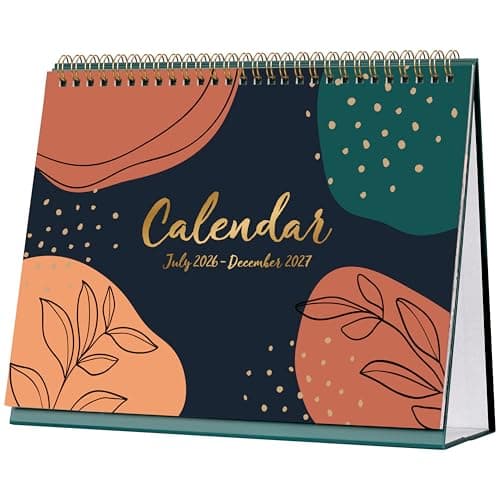 Image of 2026-2027 Desk Calendar - Desktop Calendar 2026-2027 from July 2026 to December 2027, Running weekly memo page, 25.3 x 20.5 x 7.8 cm, Home study office Tricolor