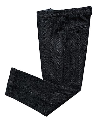 Image of Solovedress Men's Vintage Tweed Dress Trousers Herringbone Regular Fit Business Suit Trousers, black, 36 W/32 L