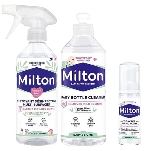 Image of Milton Baby Bottle Cleaner 500 ml Plus Anti Bacterial Surface Spray 500 ml Plus Hand Sanitiser 50 ml Hygiene Bundle