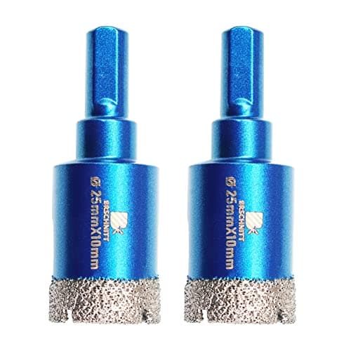 Image of Dry Diamond Core Drill Bit Set,BRSCHNITT 2pcs/pack 25mm Diamond Hole Saw Core Drill Bit with Triangle Shank for Porcelain Tile Ceramic Stone Granite Marble