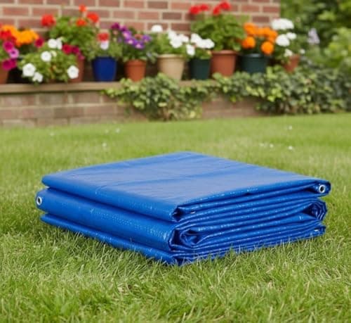 Image of 8 x 10 m Blue Heavy Duty Tarpaulin Waterproof Cover Tarp Ground Camping Sheet Tent