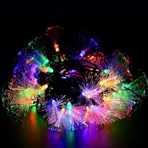 Image of YOLIGHT 33FT/10M Fibre Optic Christmas Tree Lights Mains Power, Extendable Green Wire 60 LED String Light 8 Modes, Mini Firework Starburst Fairy Lights for Xmas Wedding Room Decoration (Multicolor)
