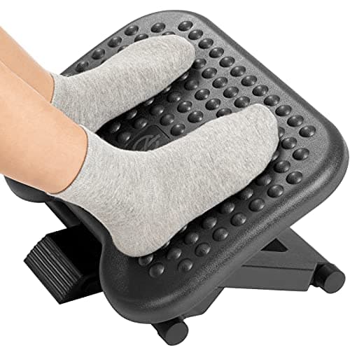 Image of HUANUO Adjustable Under Desk Footrest, Foot Rest for Under Desk at Work with Massage, Foot Stool with 3 Height Position & 30 Degree Tilt Angle Adjustment for Home, Office