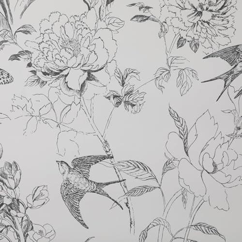 Image of Anttyscar Thicken Floral Wallpaper White Grey Flower Bird Contact Paper Wallpaper for Living Room Bedroom TV Backdrop