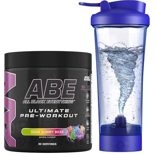 Image of Applied Nutrition Bundle ABE Pre Workout 375g + Electric Shaker | All Black Everything Pre Workout Powder, Energy Drink, Physical Performance, Creatine, Beta Alanine, Caffeine (Sour Gummy Bear)