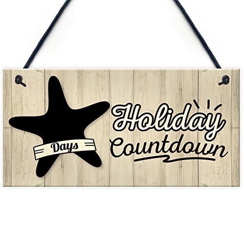 Image of Red Ocean Chalkboard Holiday Countdown Hanging Sign Plaque Friendship Family Door Sign Gift