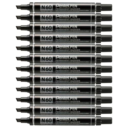 Image of Pentel N60 Permanent Marker Chisel Tip Max.6mm Line Black Ref N60-A [Pack of 12]