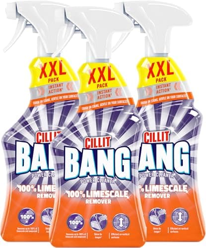 Image of Cillit Bang Limescale Remover, 1 Litre Each, Pack of 3, Use in Showers, Bathrooms, Kitchen, Removes Limescale, Grime & Rust