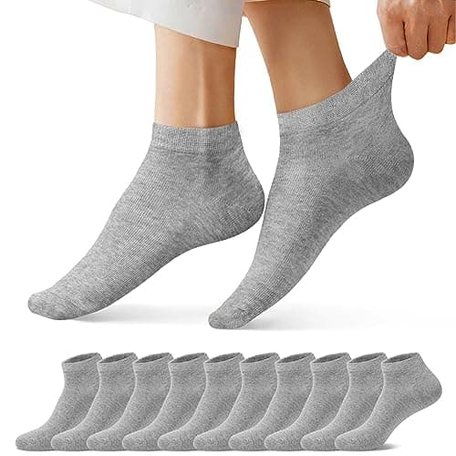 Image of FALARY Trainer Ankle Socks for Men Women 10 Pairs Sport Low short Grey 6-8