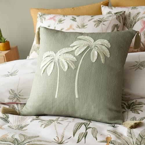 Image of Catherine Lansfield Paradiso Tufted Palm 45x45cm Cushion Sage Green