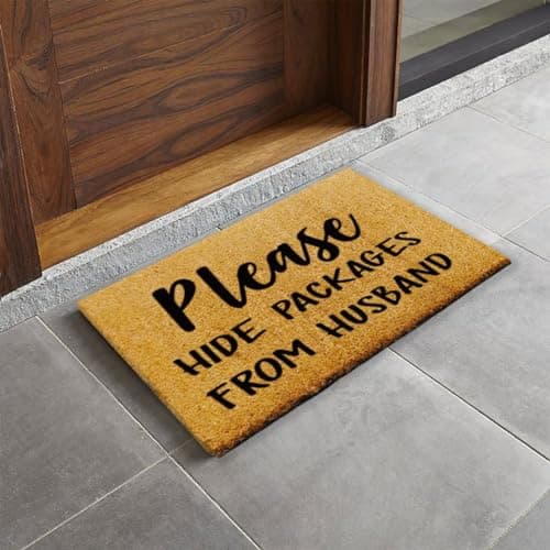 Image of Ecosides Please Hide Packages from Husband Door Mat, Hide Packages Doormat, Funny Doormat, Wedding Gift, Housewarming Gift, Closing Gift