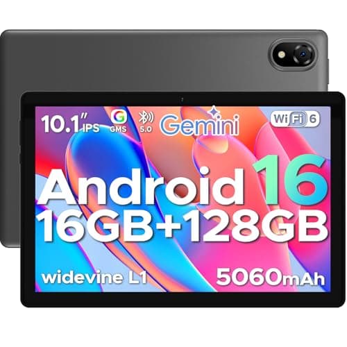 Image of POPUX U10 Android 16 Tablets, 10 Inch HD+ IPS Tablet, 16GB RAM+128GB ROM+2TB Al Tablet, 5060mAh Android Tablets, 8MP+5MP Cameras, Gemini Al/Widevine L1/WIFi 6/BT 5.0/3.5mm headphone- Gray