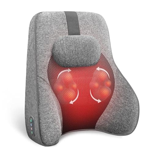 Image of COMFIER Back Support Pillow for Office Chair Car, Lumbar Support Cushion with 4 Shiatsu Massage Heads & Heating Function, Memory Foam Back Support Cushion for Office Chair-Gray