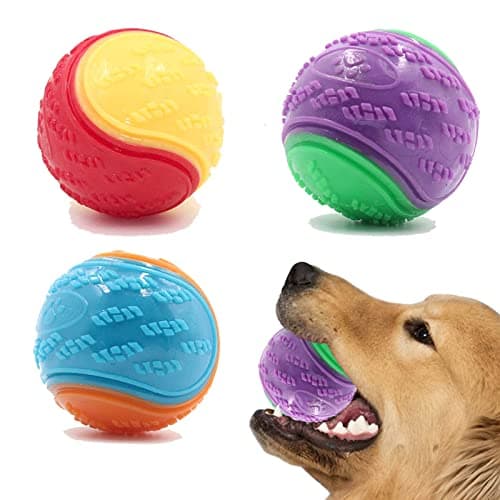 Image of Sricam 3Pcs Squeaky Dog Ball, Dog Toys Teeth Cleaning Puppy Chew Toys Pet Training Ball Dog Interactive Dog Ball