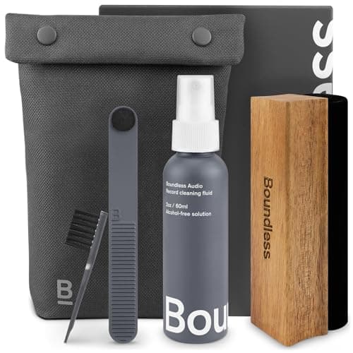 Image of Boundless Audio Vinyl Record Cleaning Kit - 5-in-1 Vinyl Cleaning Kit Includes Velvet Record Brush, Stylus Cleaner, Cleaner Solution, Nylon Brush & Storage Bag