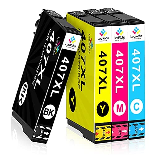Image of LeciRoba 407XL Compatible for Epson 407 407xl Ink Cartridges Use with Epson WorkForce Pro WF-4745DTWF (1-Black 1-Cyan 1-Magenta 1-Yellow)