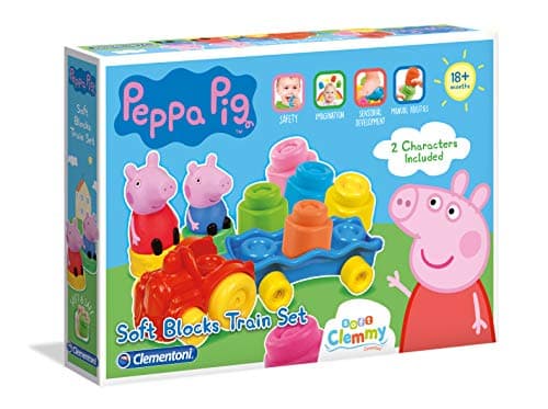 Image of Clementoni - 17249 - Peppa Pig soft block train set for toddlers, ages 18 months plus
