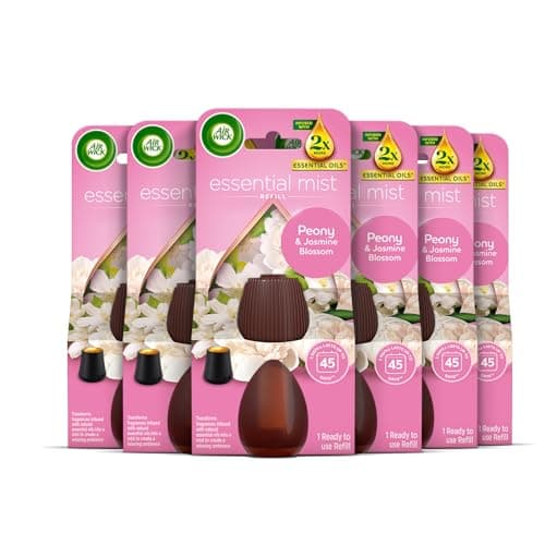 Image of Air Wick Essential Mist Aroma Relaxing Peony and Jasmine Pack of 6 x 20ml