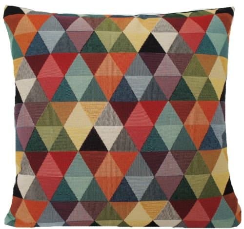 Image of Arcobaleno London Oriental Cushion Cover Woven Cotton Fabric Harlequin Square Black Red Green 20"