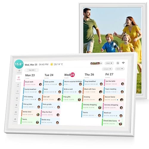 Image of Airzeen Digital Calendar 15.6 Inch - Smart Chore Chart & Wall Calendar Planner, No Subscription Electronic Calendar for Family, Meals, Photo Display, Wall/Desk Mount, Touch Screen, Gifts for Women Mom