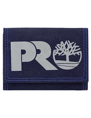 Image of Timberland PRO Men's Cordura Nylon RFID Trifold Wallet with ID Window, Navy (Reflective), 4.5 x 1 x 3 in, Cordura Nylon RFID Trifold Wallet with Id Window