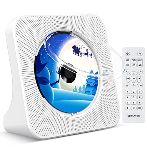 Image of KOVCDVI CD Player for Home Desktop CD Player with Speakers CD Players Bluetooth 5.0 with Remote Control Dust Cover Display FM Radio Timer USB AUX Headphone Port