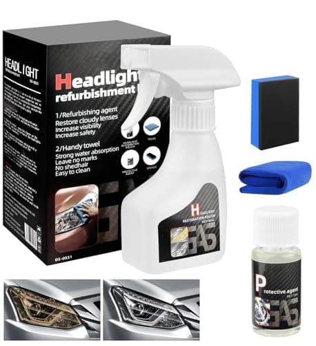 Image of Car Headlight Restoration Kit,Headlight Restoration Kit, Automotive Head Light Restoration Fluid Kit,Car Headlamp Cleaner for All Vehicles That Restores Clarity, Removes Yellowing & Oxidation