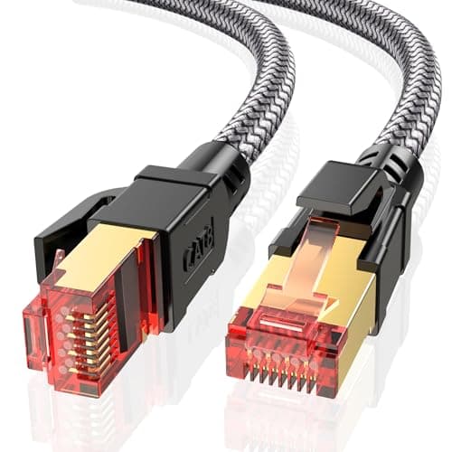 Image of Ltemziiy Cat 8 Ethernet Cable 0.5M, 40Gbps 2000Mhz High Speed Gigabit Lan Internet Cables,RJ45 Patch Cord Braided Round S/FTP Network Cable,for Smart Home,Office,Gaming,Modem, Router