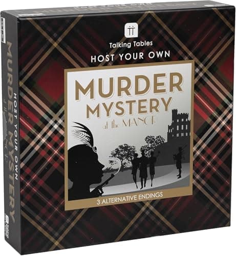 Image of Reusable Murder Mystery at the Manor After Dinner Party Game For Adults, Host Your Own Games Night Scottish Highland Theme, 3 Alternative Endings Fancy Dress Up Fun Christmas, New Years Gift Idea