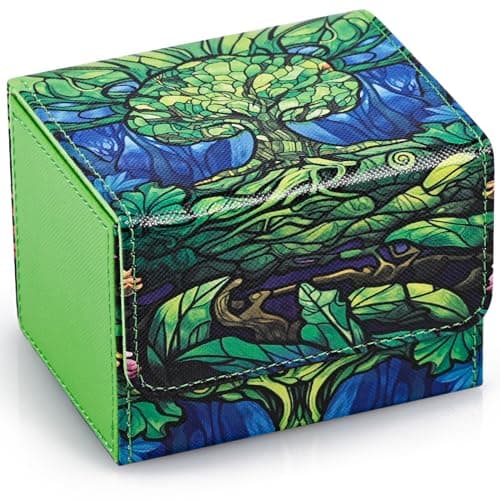 Image of UAONO Deck Box for MTG Cards, PU Leather Card Storage Box Holds 120+ Sleeved Commander Deck with 2 Dividers