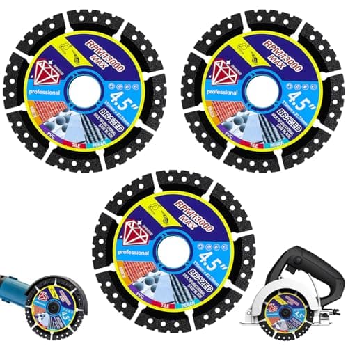 Image of 3 PcsDiamond Multi-Purpose Saw Blades,4.5" Angle Grinder Discs for Concrete,Diamond Tile Cutting Disc for Angle Grinder Tool,Dry/Wet Segmented Diamond Saw Blades Cutting Wheel for Marble Tile Steel