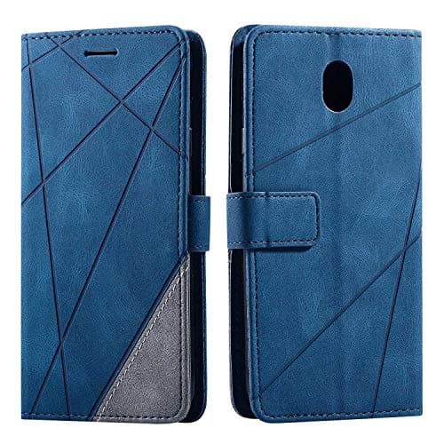 Image of SONWO Case for Galaxy J7 2017 Case, Premium Leather Flip Wallet Case Magnetic Closure Card Slots Kickstand Phone Case for Samsung Galaxy J7 2017, Blue