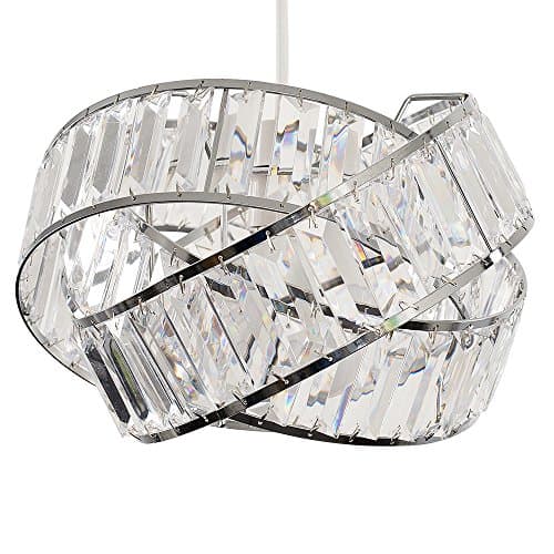 Image of MiniSun | Modern Polished Chrome Intertwined Rings Design Ceiling Light Shade | Pendant Lights, Home Décor & Improvement Essential | Includes 10W GLS Bulb [3000K Warm White] | 30cm Shade Width