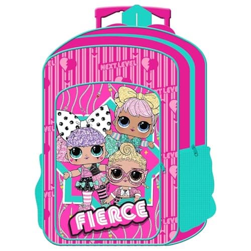 Image of Top Linen Kids Travel Trolley Backpack - Wheeled Suitcase Rucksack Bag - Children Favourite Characters Foldable Carry-on Luggage Carrier Bag - Deluxe LOL Surpries Trolley Bag